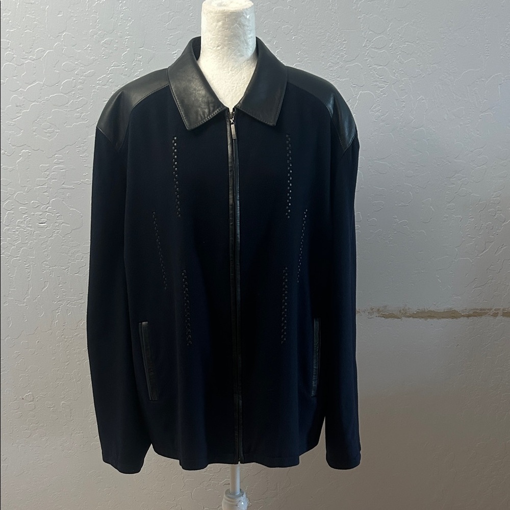 Elegant Black Leather Trim Women's Jacket